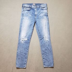 Citizens of Humanity Rocket Crop High Rise Skinny Jeans Distressed - Size 28